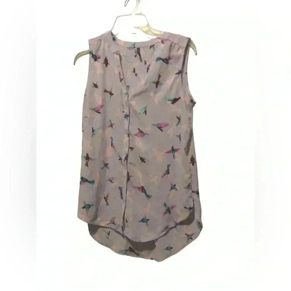 NYDJ Sheer Bird Print Sleeveless Blouse Size XS - Picture 2 of 3